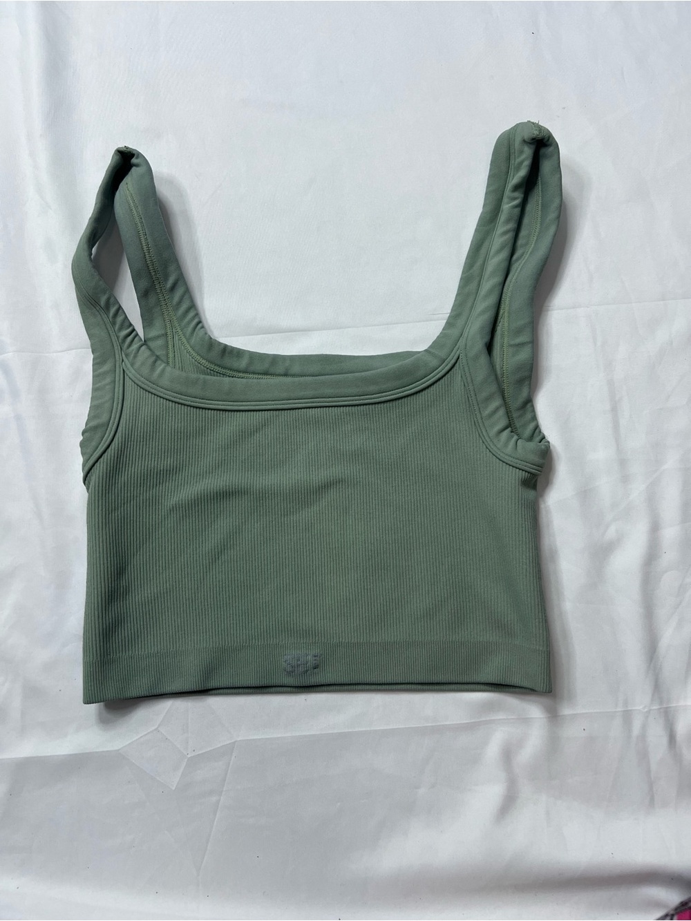 SET Active Sage Ribbed Square-Neck Crop Tank